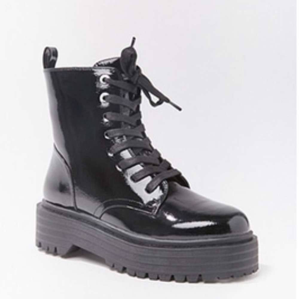 Patent combat black combat boots 7 forever 21